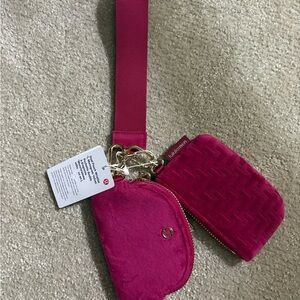 Lululemon dual pouch wristlet NWT Berry Rumble Velvet monogram